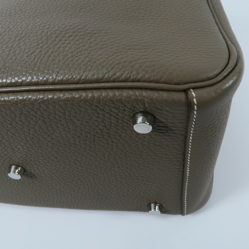 HERMES Clemence皮革Lindy 30手挽肩背兩用袋Etoupe-13