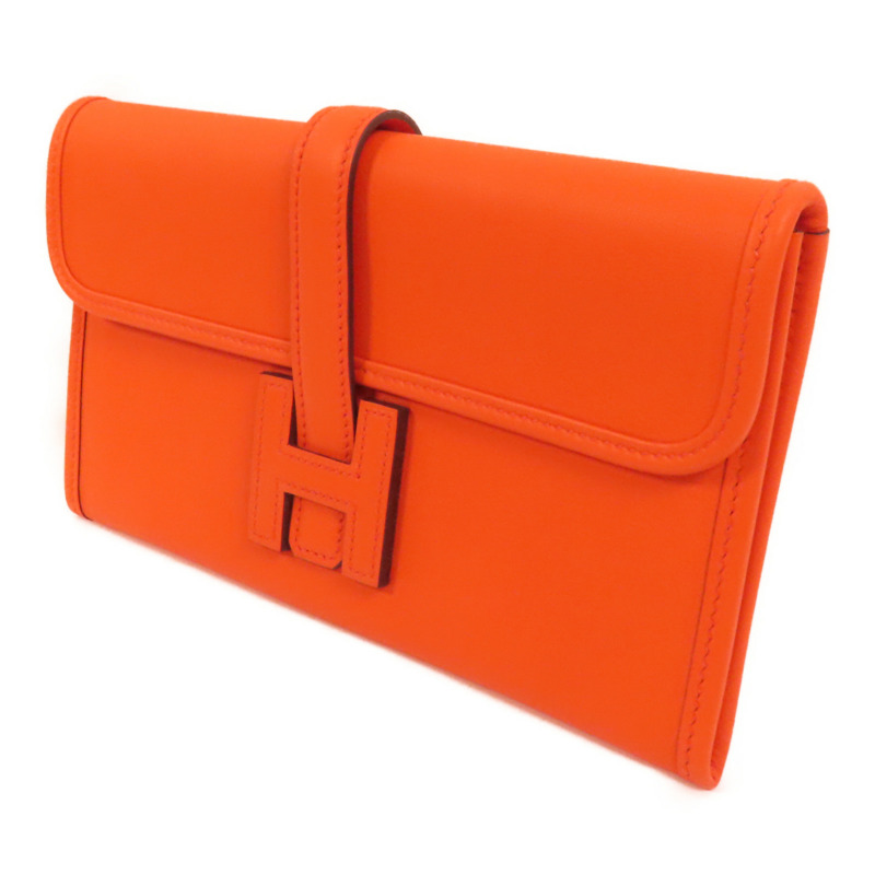 HERMES Swift皮革Jige Duo Clutch手拿包Orange Poppy-2