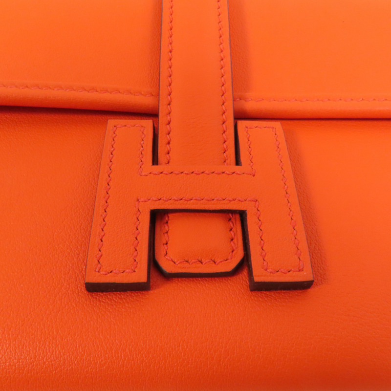 HERMES Swift皮革Jige Duo Clutch手拿包Orange Poppy-6
