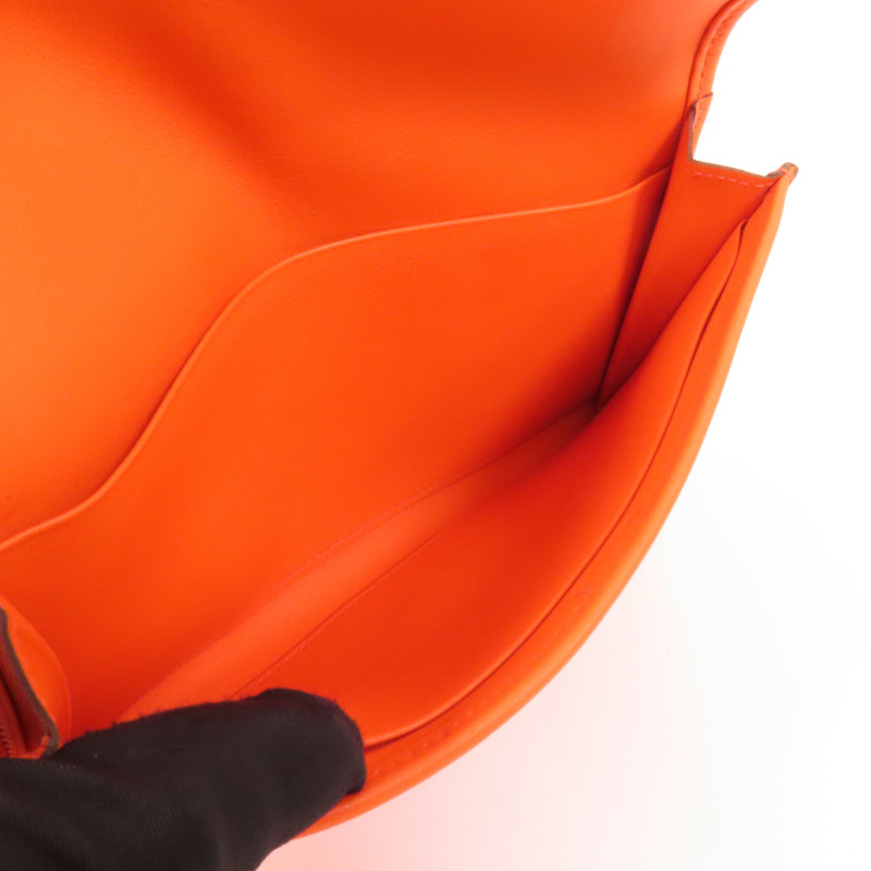 HERMES Swift皮革Jige Duo Clutch手拿包Orange Poppy-8