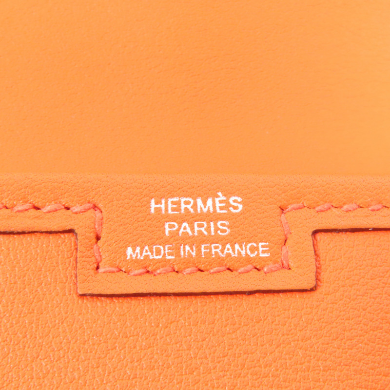 HERMES Swift皮革Jige Duo Clutch手拿包Orange Poppy-9