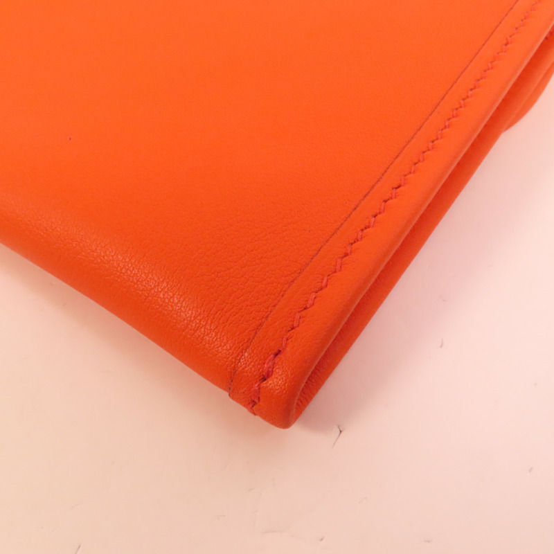 HERMES Swift皮革Jige Duo Clutch手拿包Orange Poppy-12
