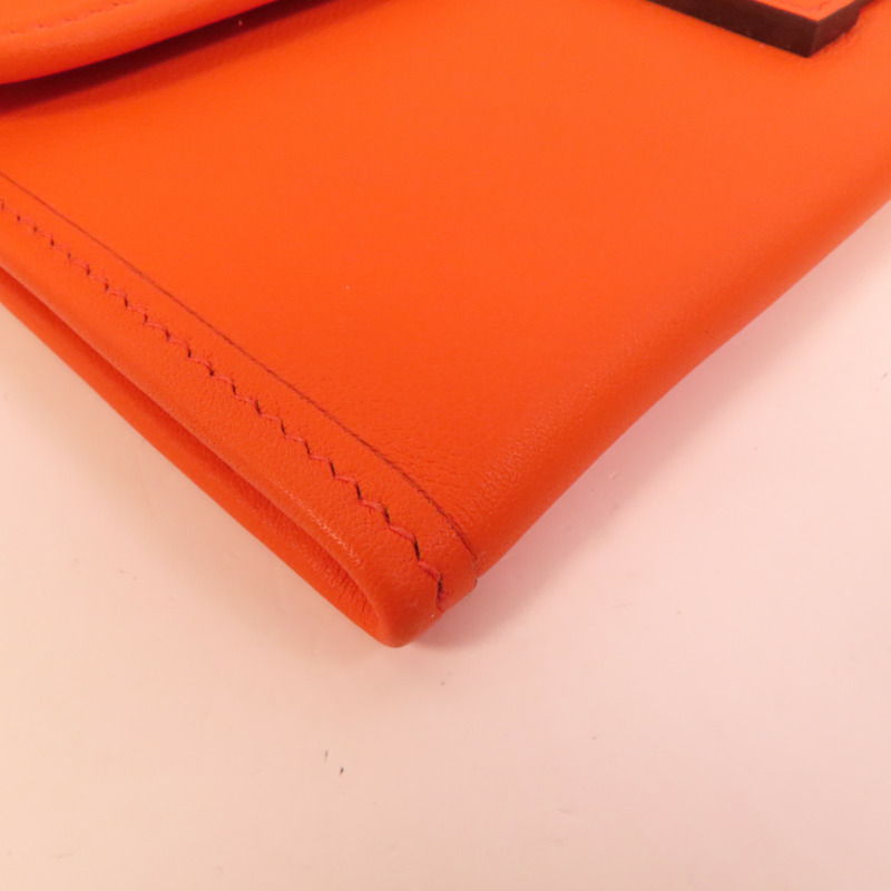 HERMES Swift皮革Jige Duo Clutch手拿包Orange Poppy-14