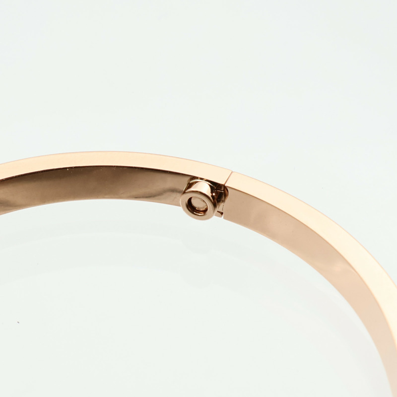 CARTIER 18K玫瑰金Love Bangle SM Paved鑽石手鐲Cartier#16-5