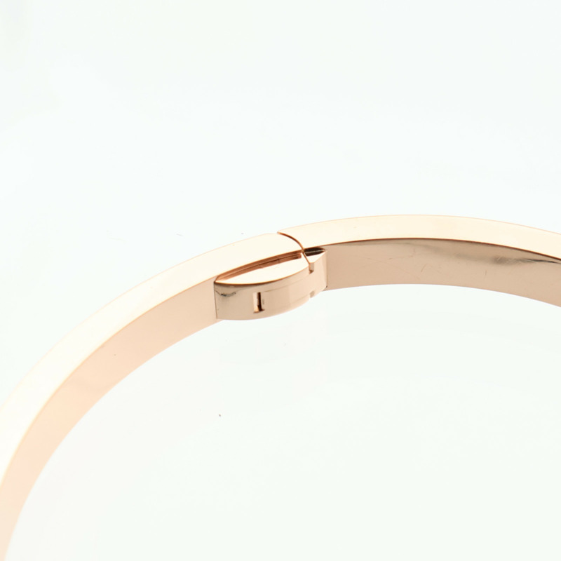 CARTIER 18K玫瑰金Love Bangle SM Paved鑽石手鐲Cartier#16-7