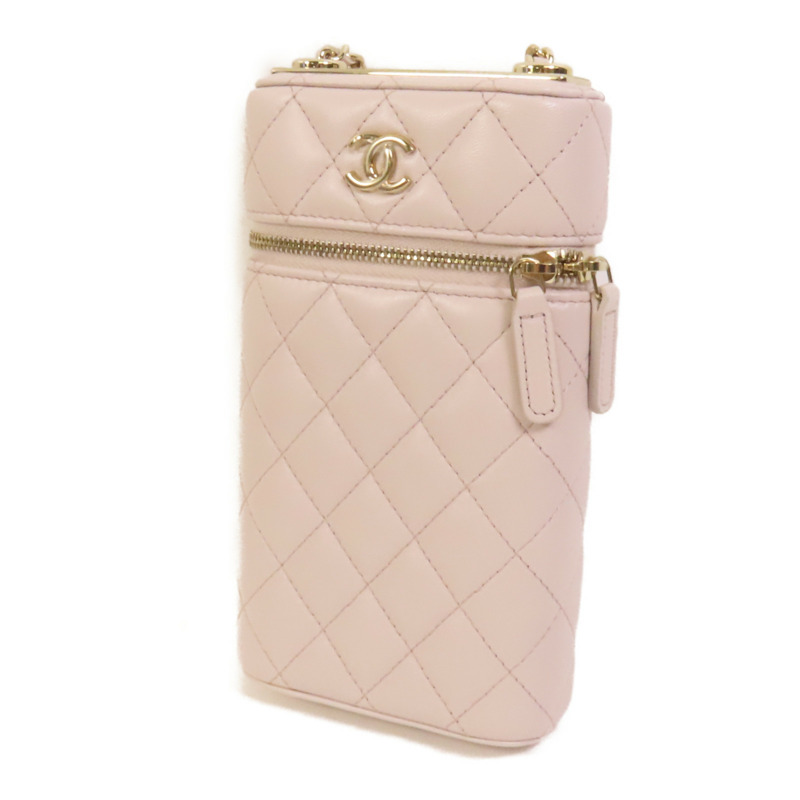 CHANEL 羊皮皮革Vanity Phone Case with Chain鏈帶肩背袋-2