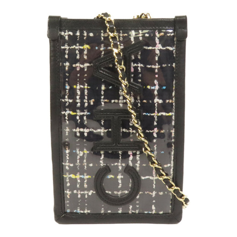 CHANEL Tweed/PVC Chain Shoulder肩背袋
