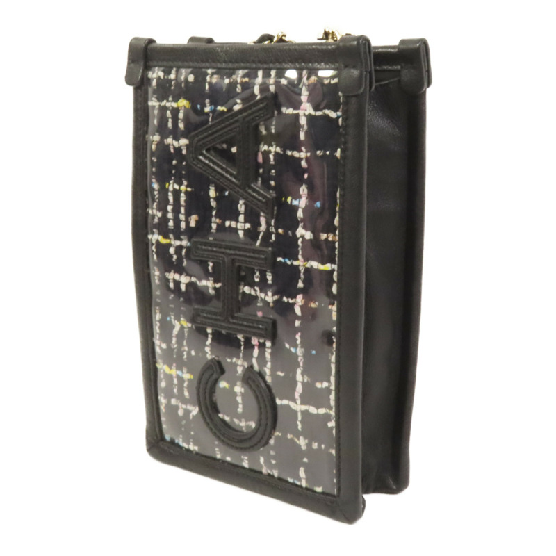 CHANEL Tweed/PVC Chain Shoulder肩背袋-2