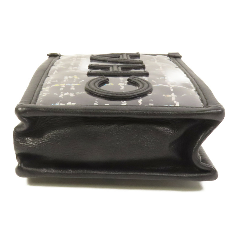 CHANEL Tweed/PVC Chain Shoulder肩背袋-3