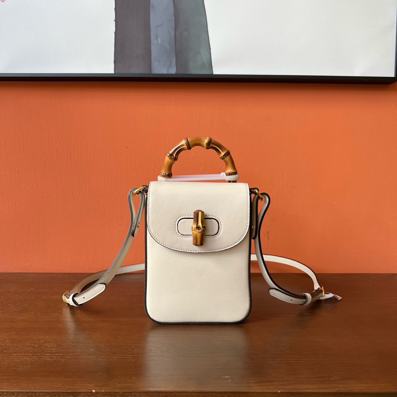 古馳/Gucci Baboo系列斜挎雙肩白色竹節包-0