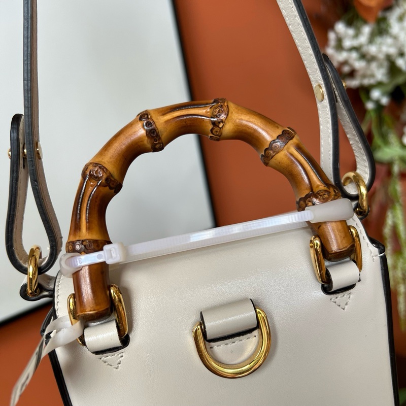 古馳/Gucci Baboo系列斜挎雙肩白色竹節包-1