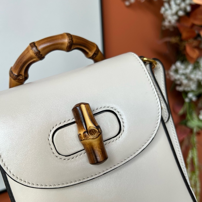 古馳/Gucci Baboo系列斜挎雙肩白色竹節包-2