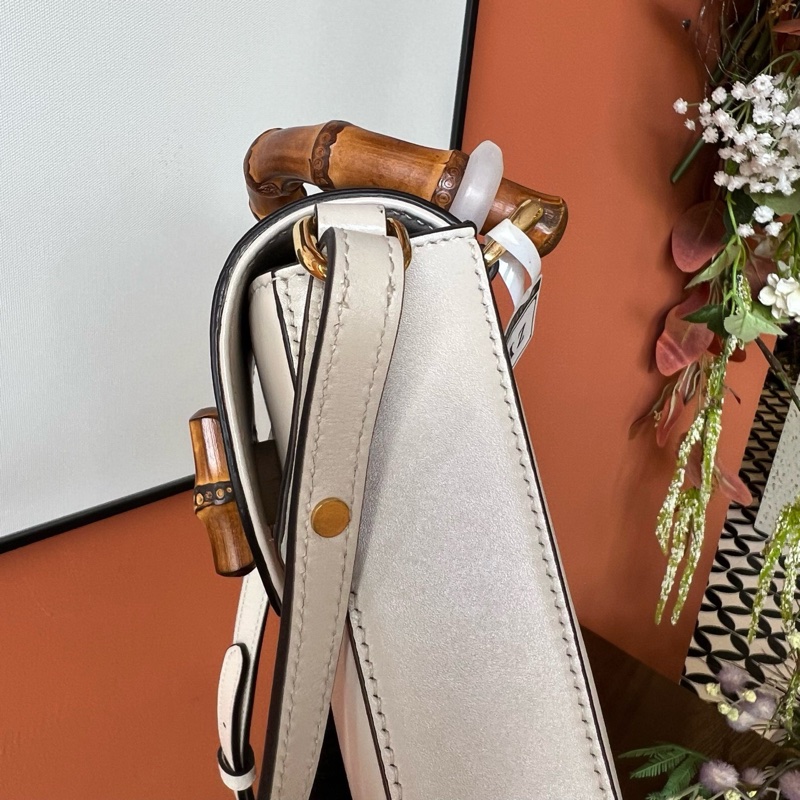 古馳/Gucci Baboo系列斜挎雙肩白色竹節包-4