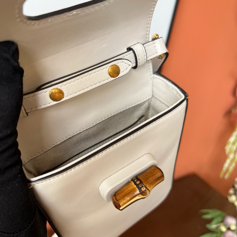 古馳/Gucci Baboo系列斜挎雙肩白色竹節包-7