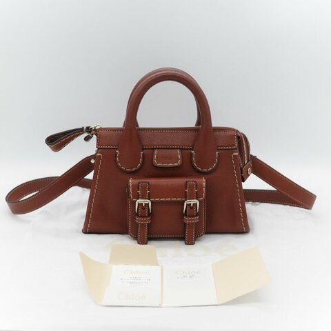 Chloé 蔻依 紅棕色 牛皮 手提包 斜挎包