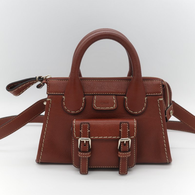 Chloé 蔻依 紅棕色 牛皮 手提包 斜挎包-1
