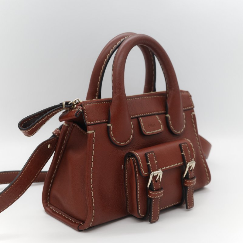 Chloé 蔻依 紅棕色 牛皮 手提包 斜挎包-2