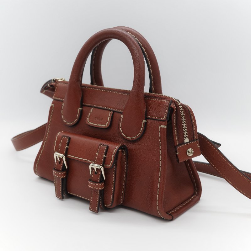 Chloé 蔻依 紅棕色 牛皮 手提包 斜挎包-3