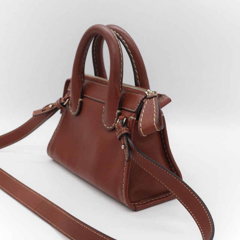 Chloé 蔻依 紅棕色 牛皮 手提包 斜挎包-6