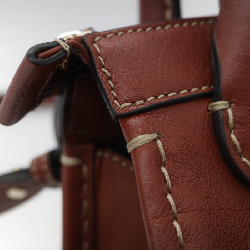 Chloé 蔻依 紅棕色 牛皮 手提包 斜挎包-12