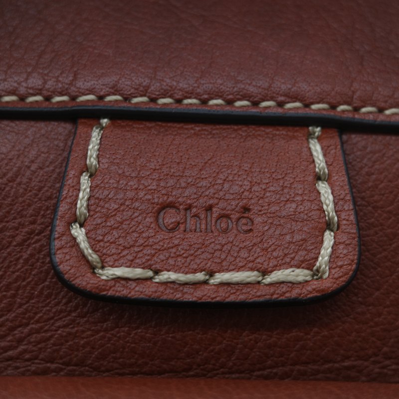 Chloé 蔻依 紅棕色 牛皮 手提包 斜挎包-13