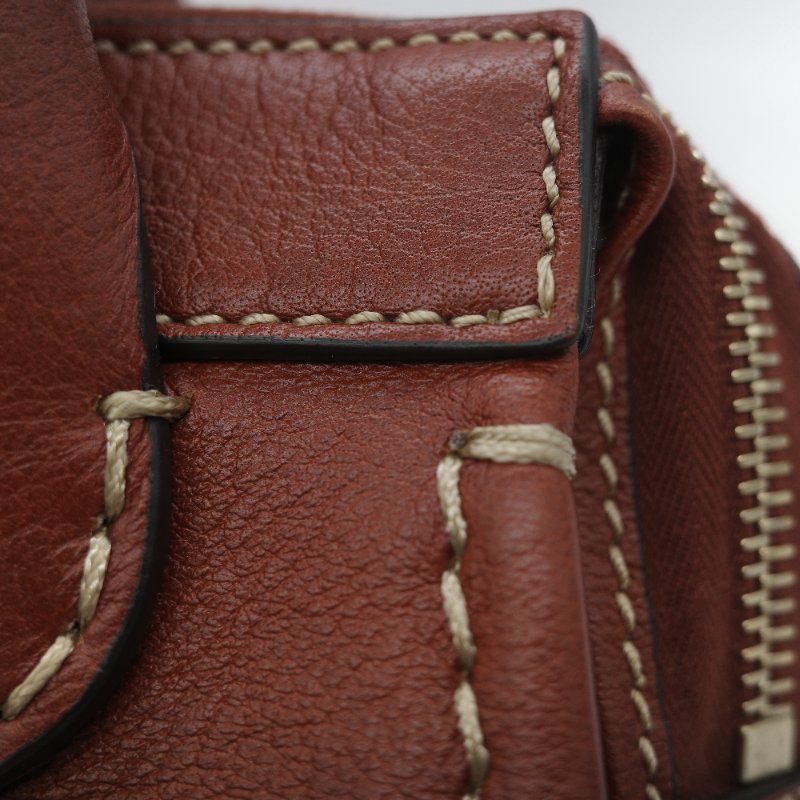 Chloé 蔻依 紅棕色 牛皮 手提包 斜挎包-14