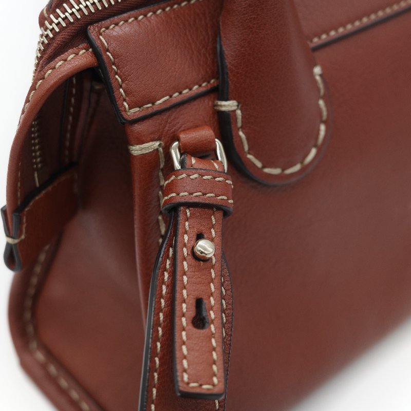 Chloé 蔻依 紅棕色 牛皮 手提包 斜挎包-17