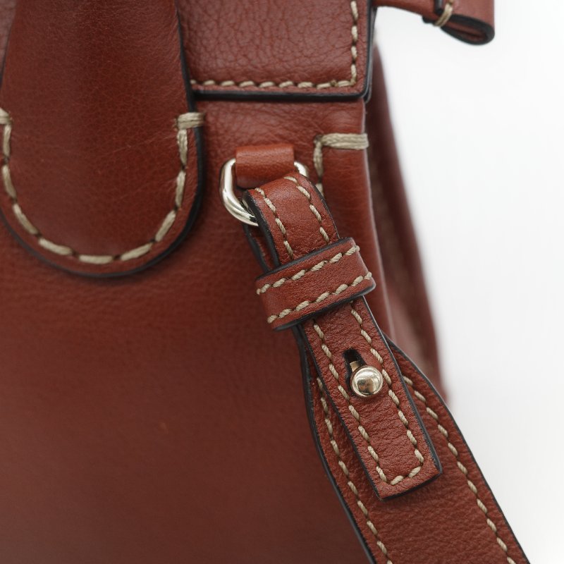 Chloé 蔻依 紅棕色 牛皮 手提包 斜挎包-18