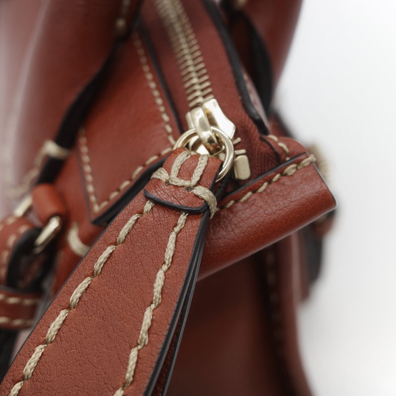 Chloé 蔻依 紅棕色 牛皮 手提包 斜挎包-22