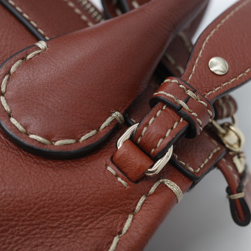 Chloé 蔻依 紅棕色 牛皮 手提包 斜挎包-33