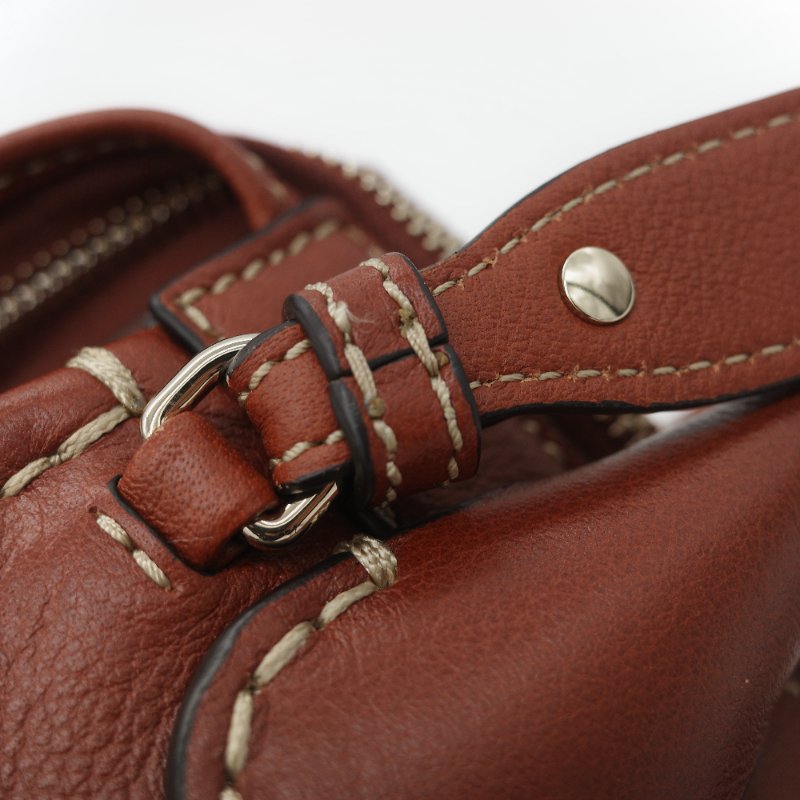 Chloé 蔻依 紅棕色 牛皮 手提包 斜挎包-34