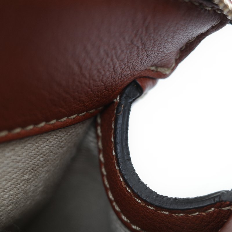 Chloé 蔻依 紅棕色 牛皮 手提包 斜挎包-35