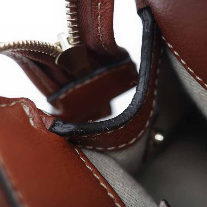 Chloé 蔻依 紅棕色 牛皮 手提包 斜挎包-36