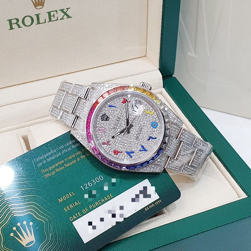 【大眾名錶】ROLEX勞力士 126300 Datejust 2025/01 後加虹彩鑽圈/滿天星彩虹中東時標面盤 後加鑽帶/鑽腳 B1250-2