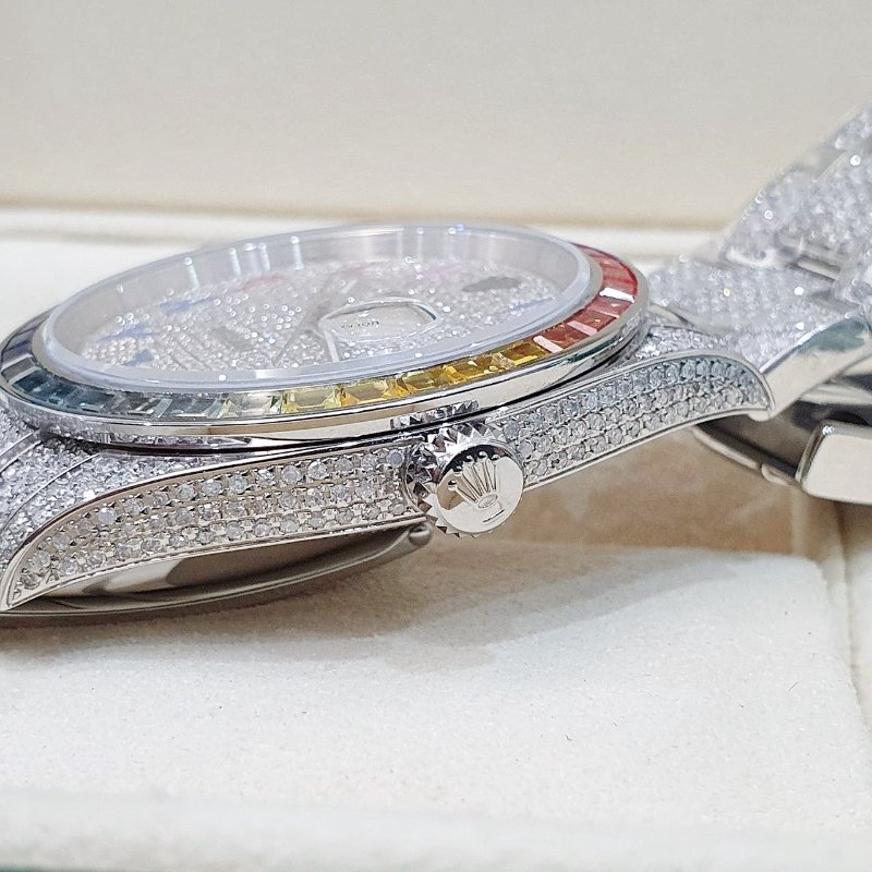 【大眾名錶】ROLEX勞力士 126300 Datejust 2025/01 後加虹彩鑽圈/滿天星彩虹中東時標面盤 後加鑽帶/鑽腳 B1250-5