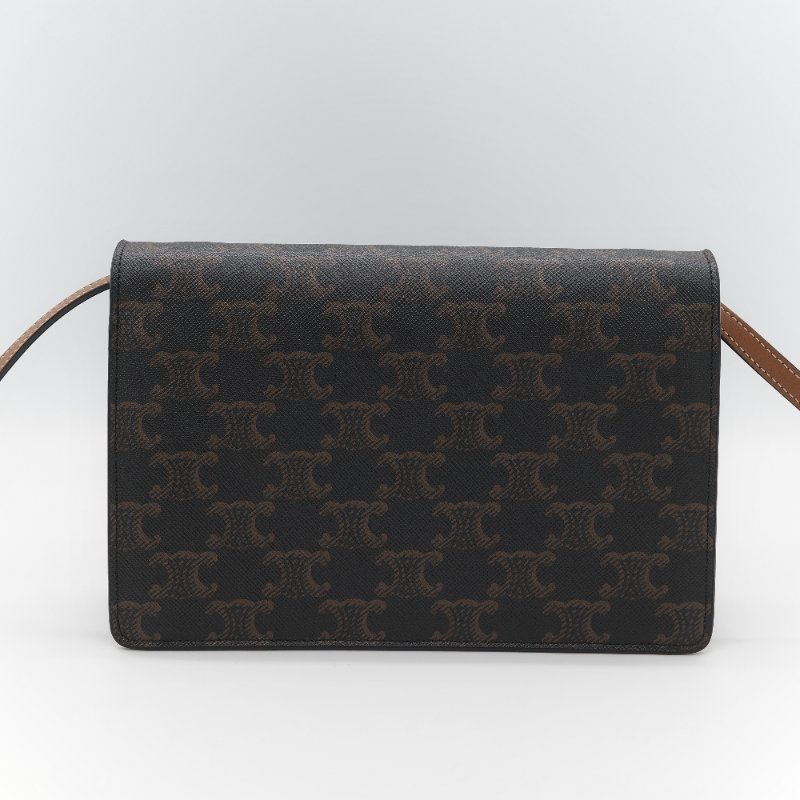 Celine 思琳 TRIOMPHE 經典棕色花紋 WOC 斜挎包-5