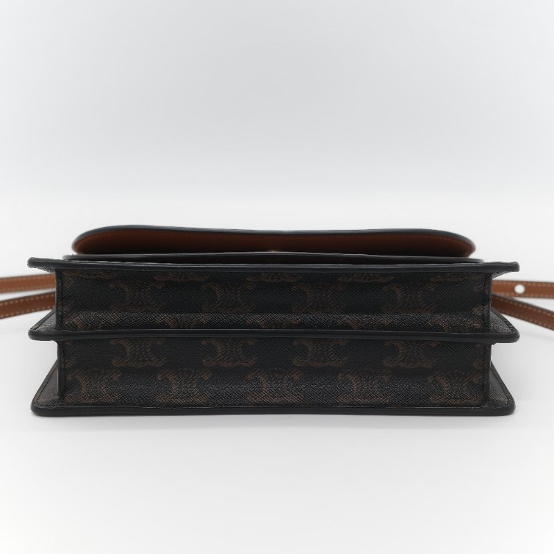 Celine 思琳 TRIOMPHE 經典棕色花紋 WOC 斜挎包-8