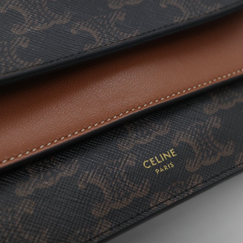 Celine 思琳 TRIOMPHE 經典棕色花紋 WOC 斜挎包-11