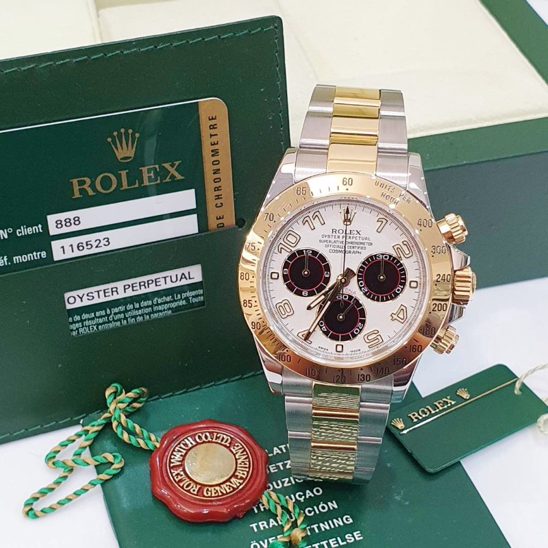 【大眾名錶】ROLEX勞力士 116523 Daytona半金迪通拿 2015/04 絕版白熊貓賽車面盤 尾期藍色夜光 底蓋原廠貼紙 B1251-1