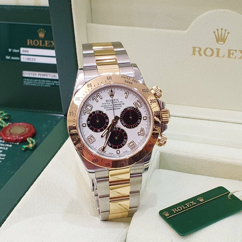【大眾名錶】ROLEX勞力士 116523 Daytona半金迪通拿 2015/04 絕版白熊貓賽車面盤 尾期藍色夜光 底蓋原廠貼紙 B1251-3