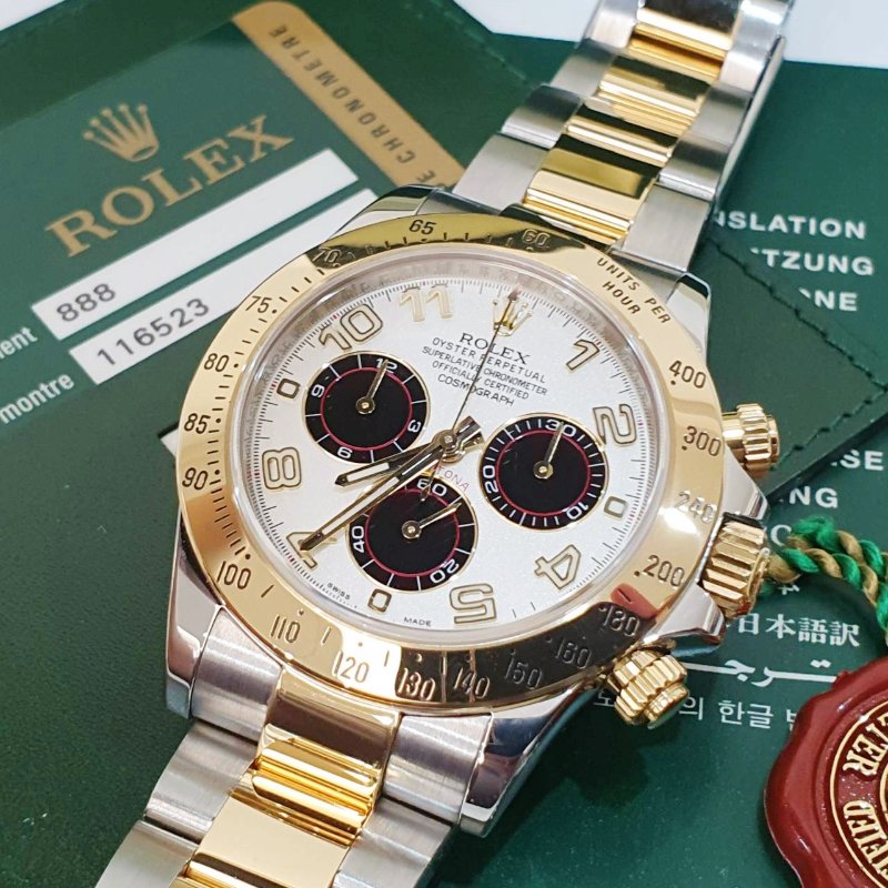 【大眾名錶】ROLEX勞力士 116523 Daytona半金迪通拿 2015/04 絕版白熊貓賽車面盤 尾期藍色夜光 底蓋原廠貼紙 B1251-8