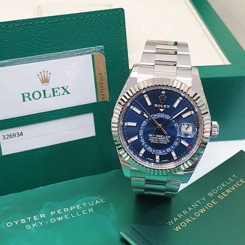 【大眾名錶】ROLEX勞力士326934 Sky-Dweller 2019/09 熱門款 藍面天行者 沙羅系統 年曆功能 錶徑42mm B1252-2