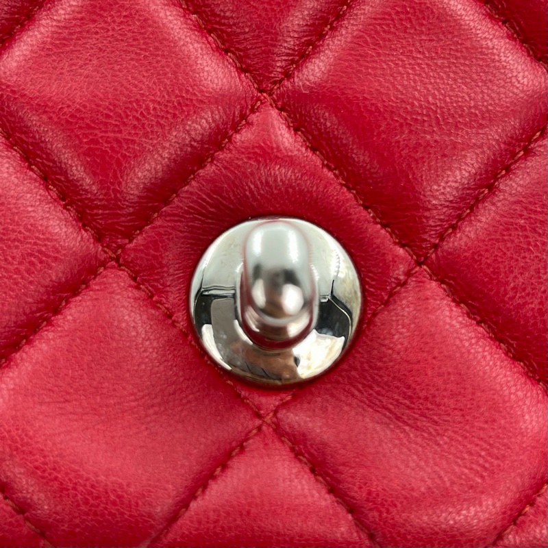 「JL精品代購」香奈兒紅色銀扣羊皮cf方胖子-20
