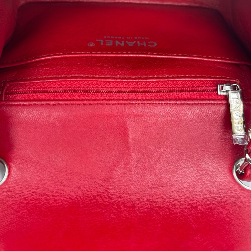「JL精品代購」香奈兒紅色銀扣羊皮cf方胖子-22