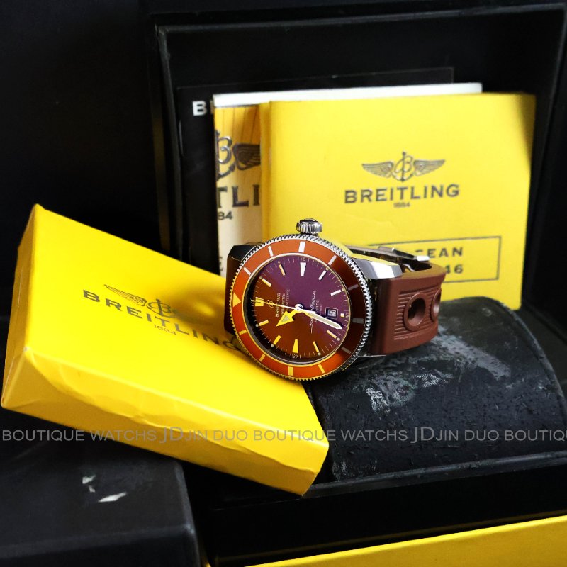 金鐸精品~W901 BREITLING 百年靈A17320 Superocean Heritage 46mm 超級海洋棕色面盤自動上鍊男用腕錶-5