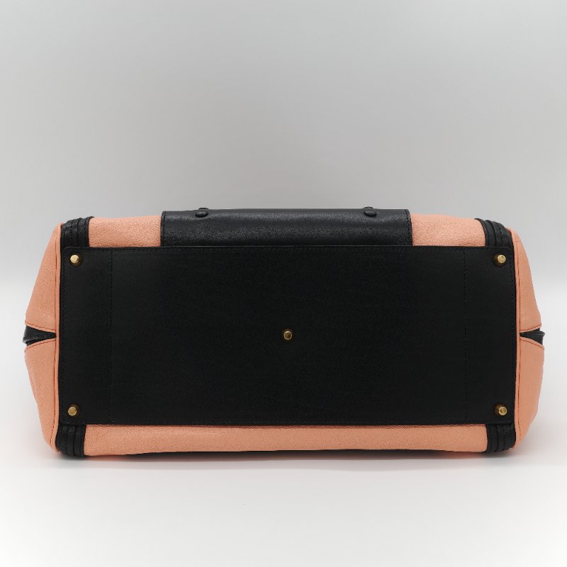 Chloé 蔻依 粉橘色 黑色牛皮 手提包 斜挎包-7