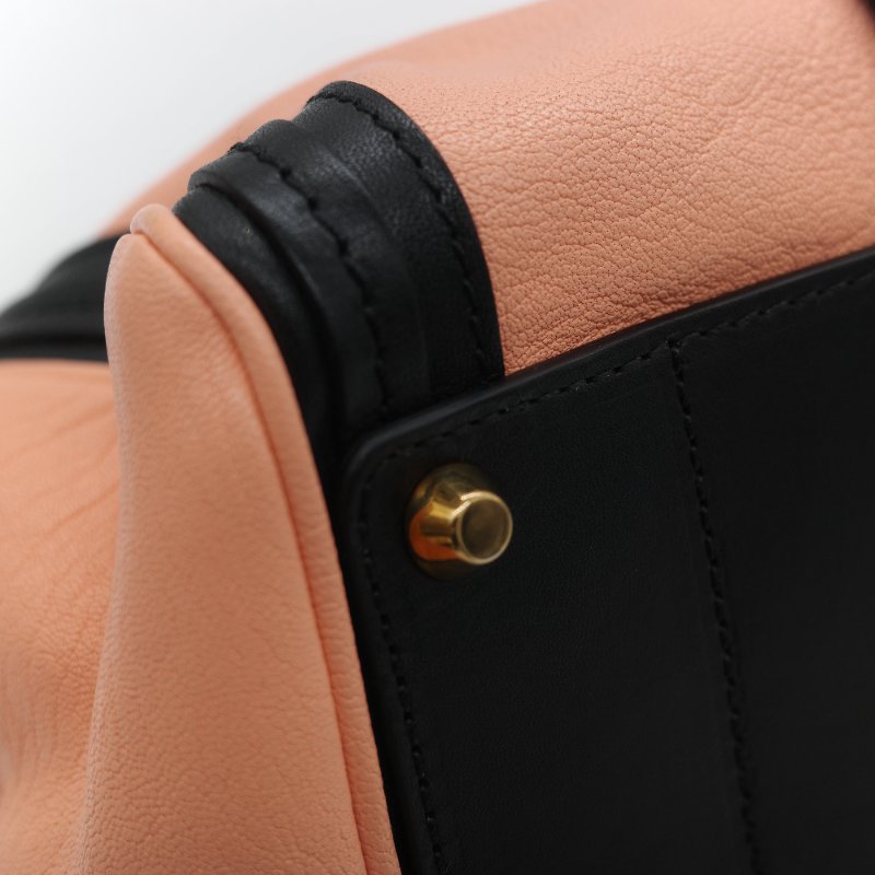 Chloé 蔻依 粉橘色 黑色牛皮 手提包 斜挎包-8