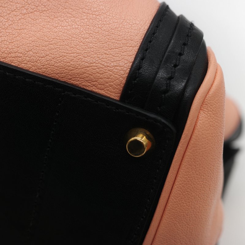 Chloé 蔻依 粉橘色 黑色牛皮 手提包 斜挎包-10