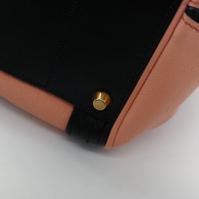 Chloé 蔻依 粉橘色 黑色牛皮 手提包 斜挎包-11