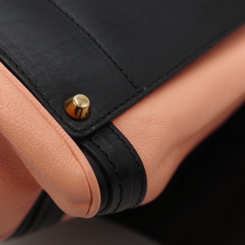 Chloé 蔻依 粉橘色 黑色牛皮 手提包 斜挎包-12